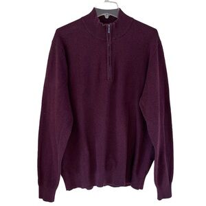 Van Husen Men’s Quarter Zip Pullover Size XL, Textured Fabric Wine Color